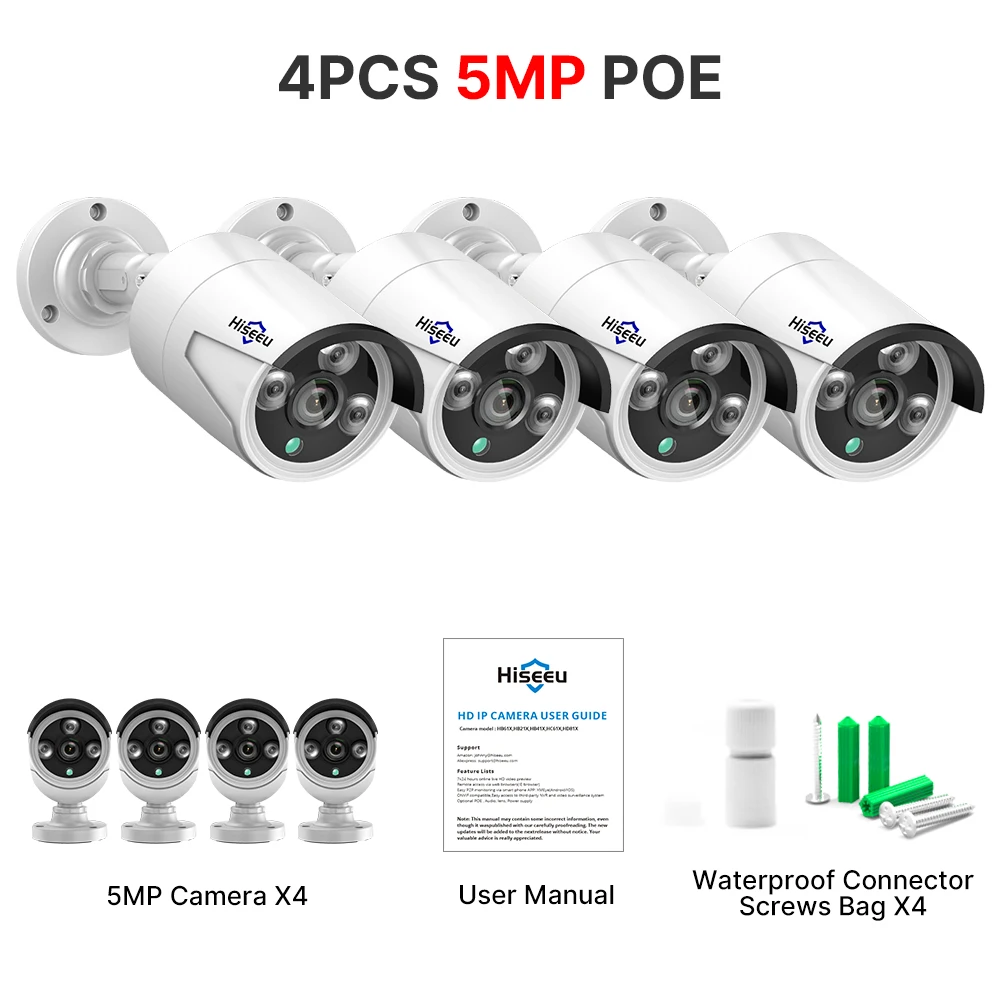 

Hiseeu 4MP 5MP POE IP камера для дома и улицы