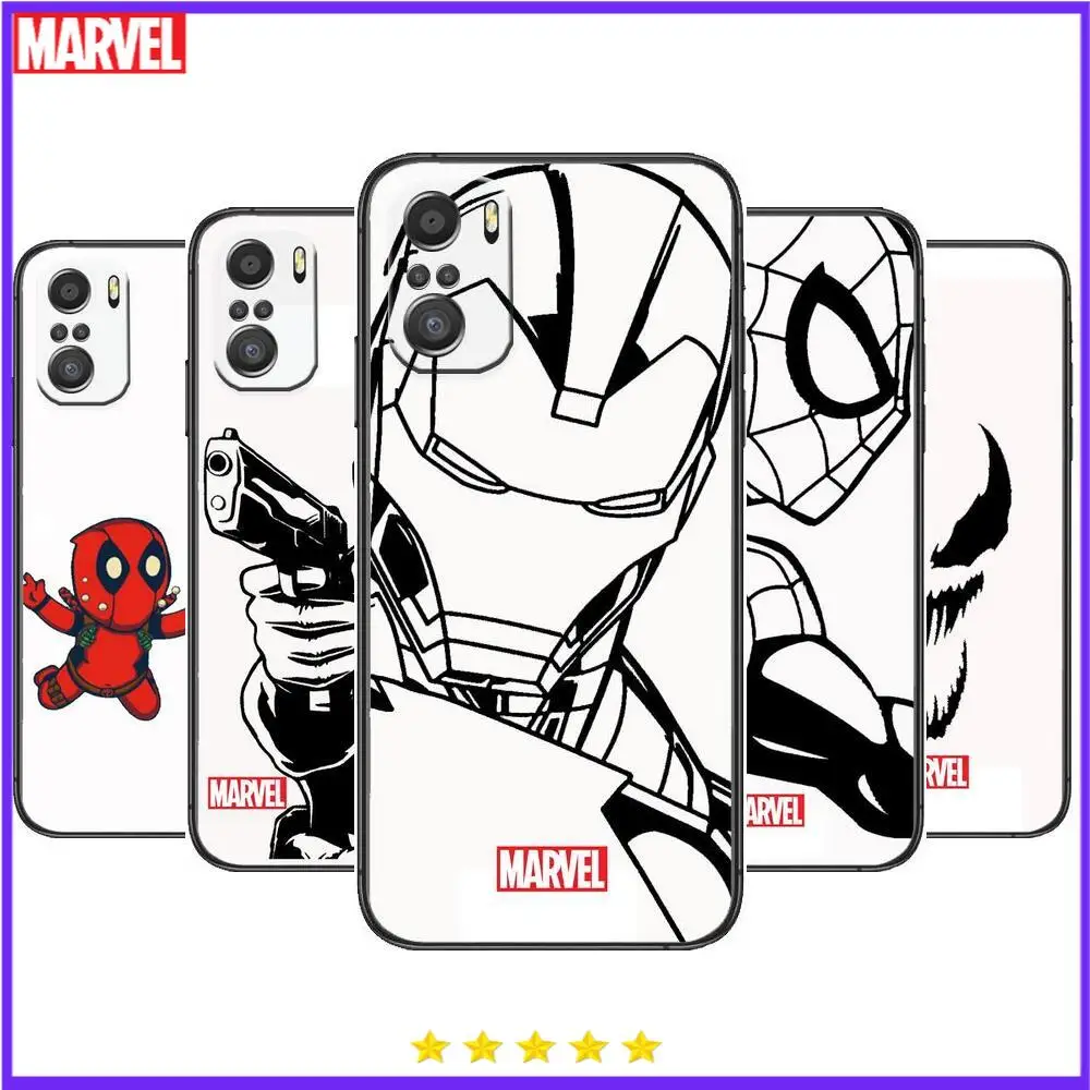 

Marvel Spiderman Iron Man Phone Case For xiaomi mi 11 Lite pro Ultra 10s 9 8 MIX 4 FOLD 10T 5g Black Cover Silicone Back Prett