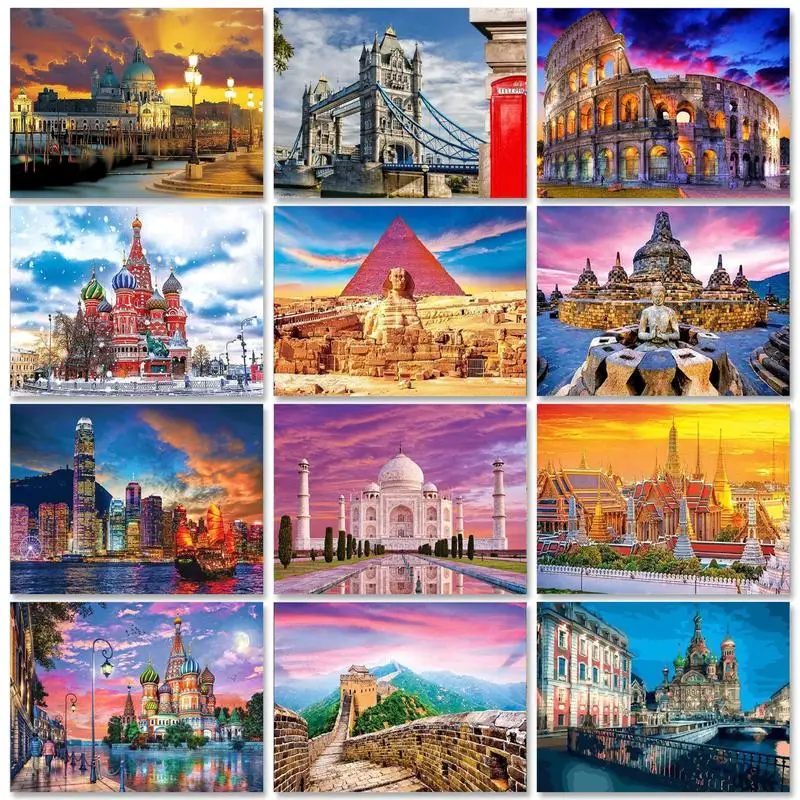 GATYZTORY 60x75 см городская фотография с номерами для взрослых и детей ручная роспись