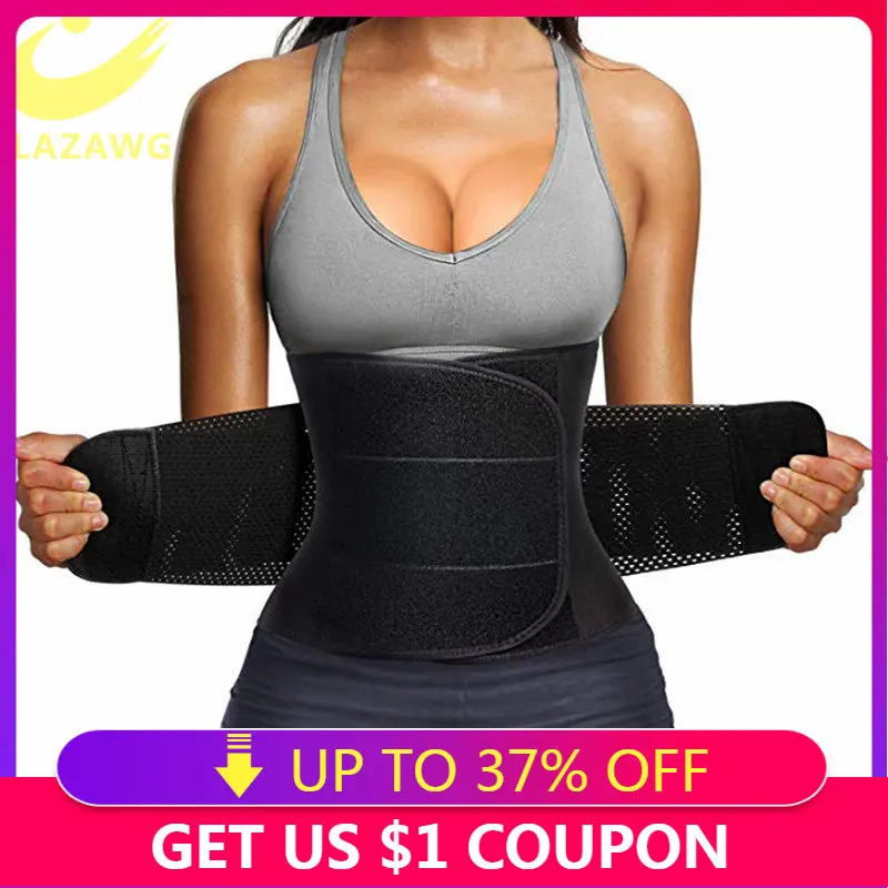 LAZAWG Women Waist Trainer Belt Tummy Control Waist Cincher Trimmer Sauna Sweat Workout Girdle Slim Belly Band Sport Girdle