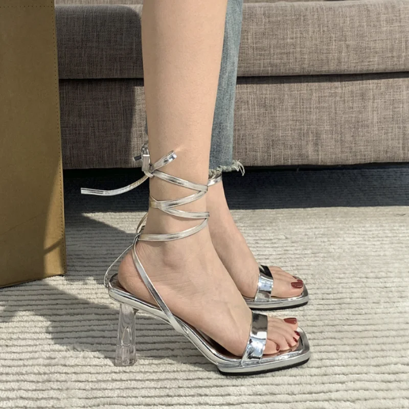 

сандали женские Sexy Women Sandals Summer Cross Elegant High Heels Crystal Thin Heeled Designer Pumps Ladies Banquet Party Shoe