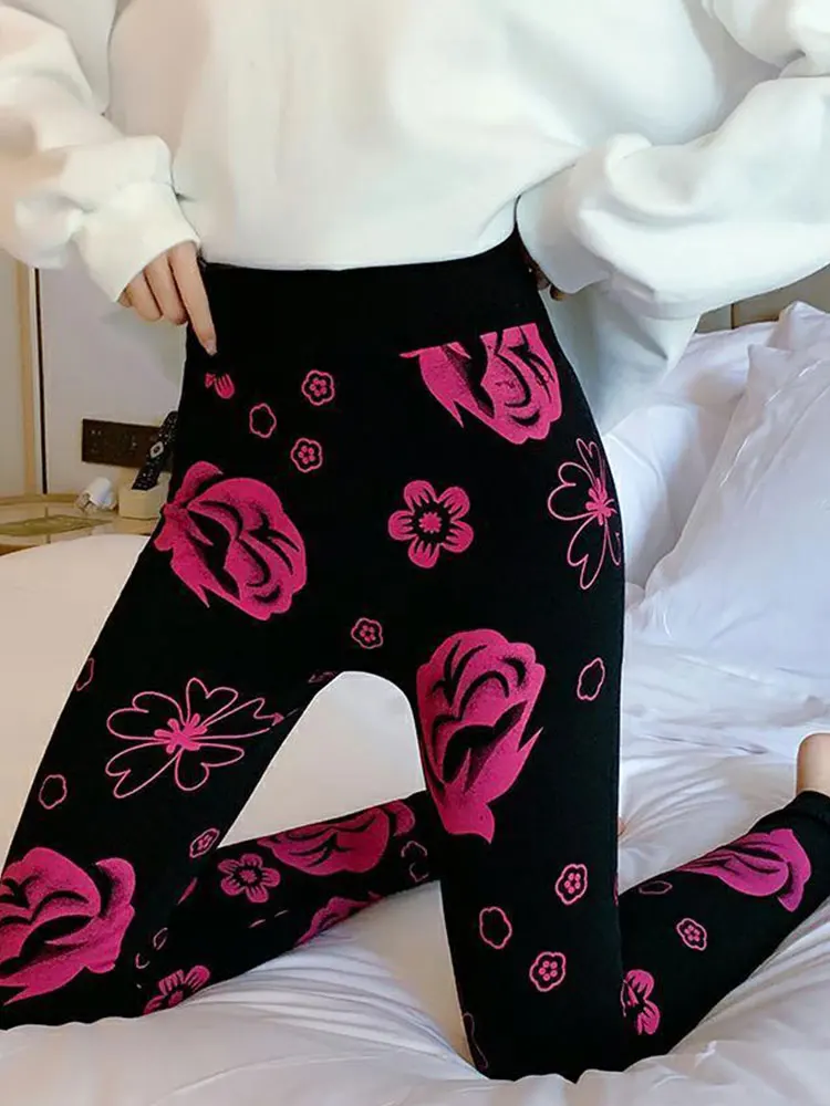 

Зимние женские брюки с высокой талией и принтом в виде плюша, флисовые облегающие прямые брюки с запахом на бедрах, утолщенные теплые женские брюки