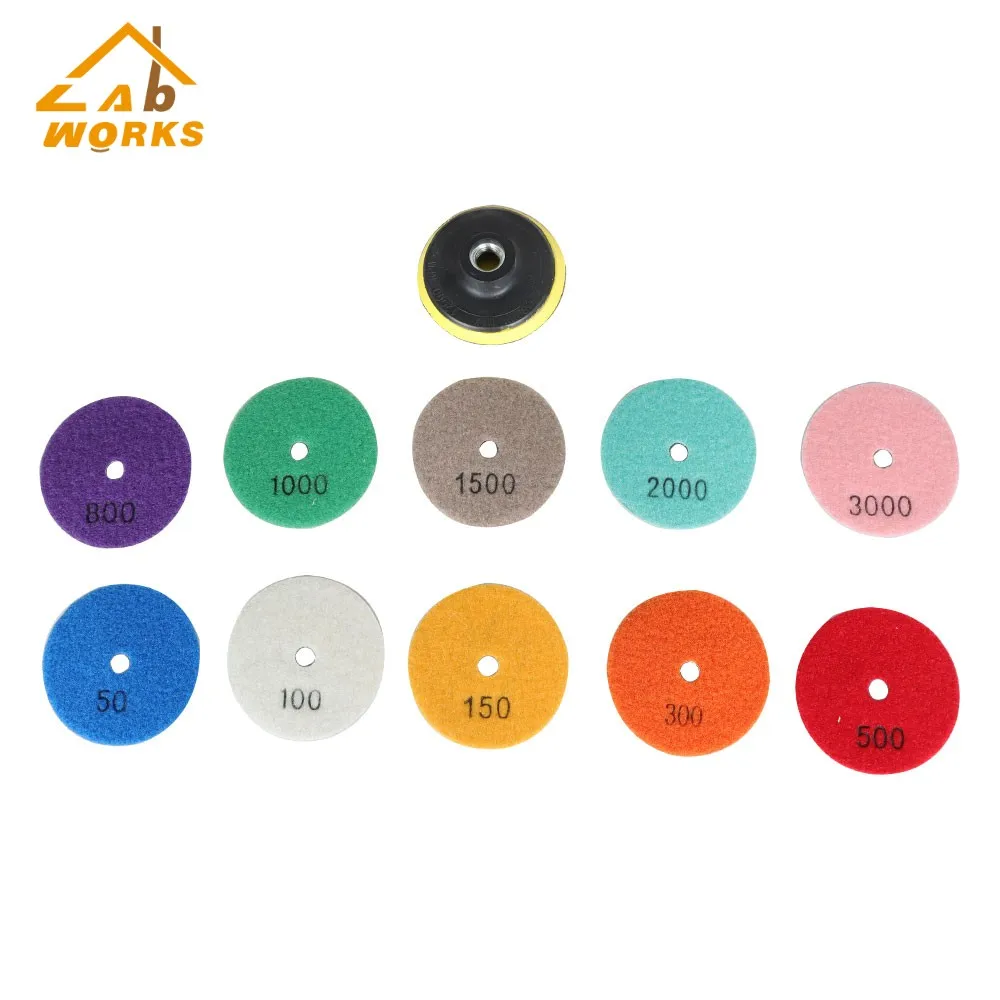 

11Pack Diamond Polishing Pads Kit 10Pcs 3" Wet/Dry Polishing Kit + 3" Backer Pad