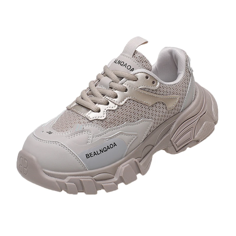 

2023 New Women's Sports Shoes Round Toe Middle Heel Women's Shoes with Sponge Sole Breathable and Comfortable Sports Shoes