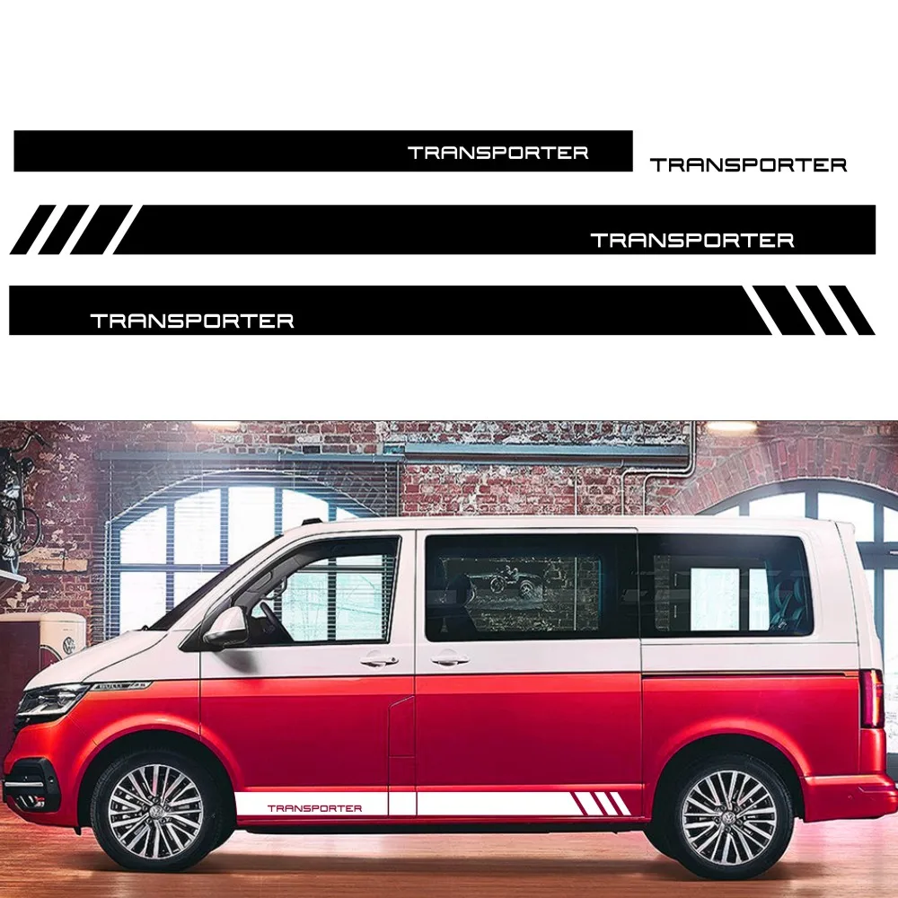 

4PCS Car Door Side Skirt Stripes Vinyl Stickers Decal For VW Multivan Transporter Caravelle T4 T5 T6 Auto Accessories