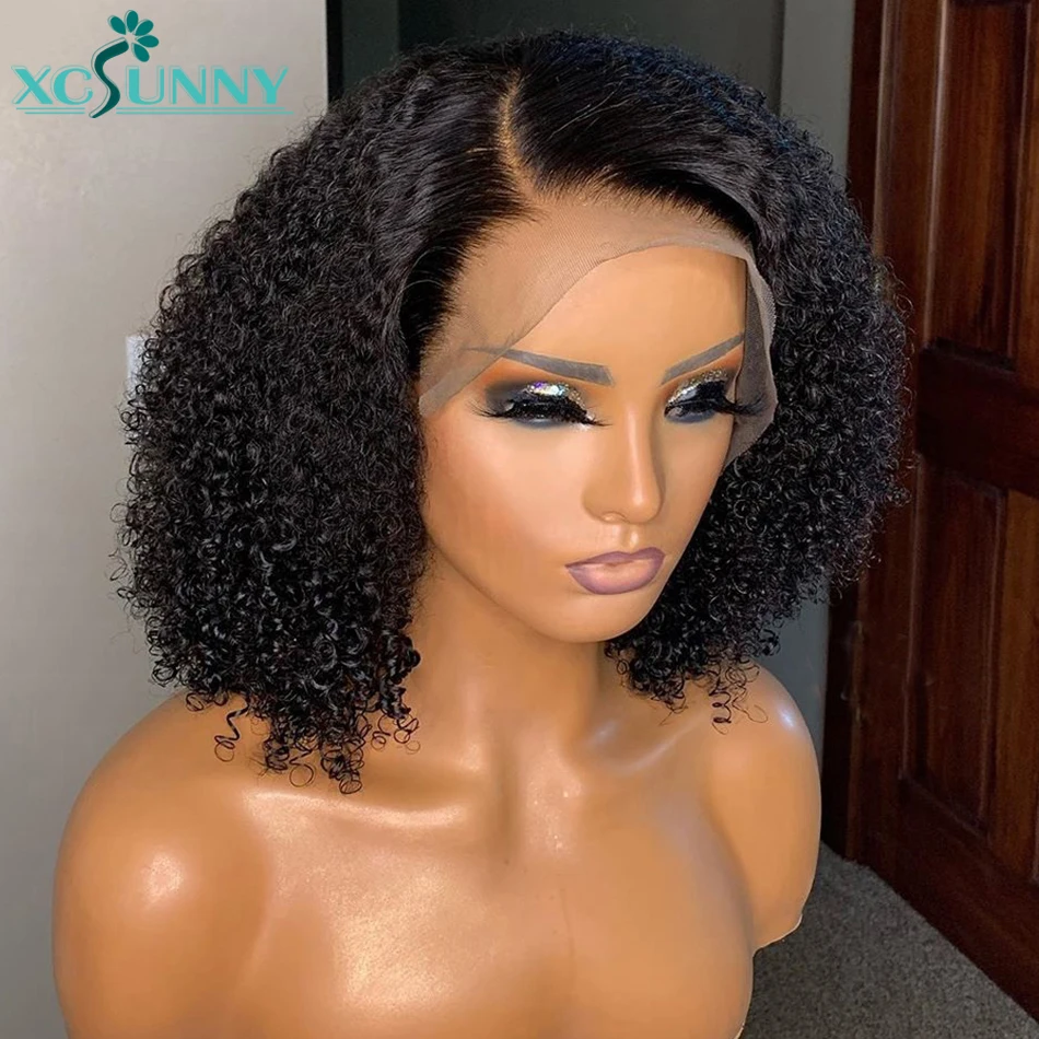 Афро кудрявые вьющиеся парики HD прозрачные на сетке передний парик из