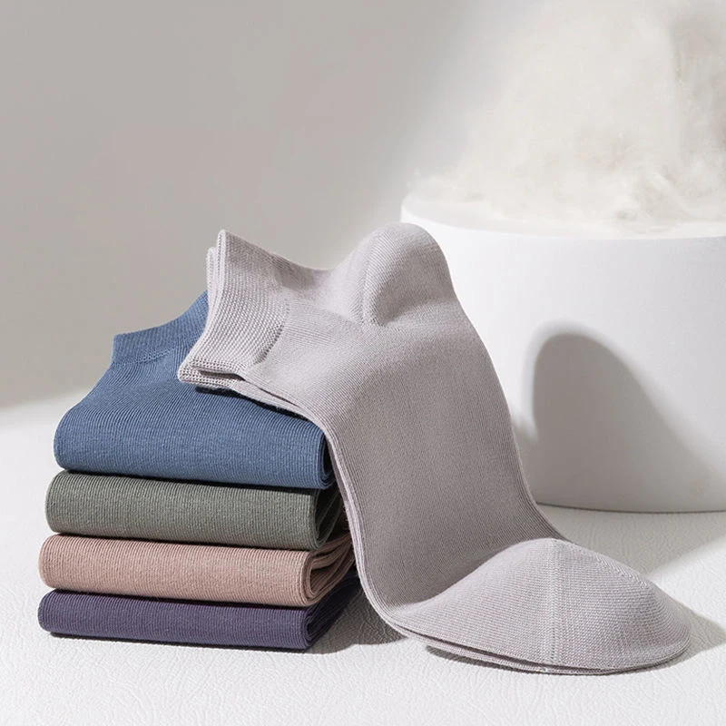 Solid Color Men's Socks 2 Pairs Absorb Sweat And Breathe Summer Thin Men Of Low Tube Socks High Elastic, Classic And Versatile