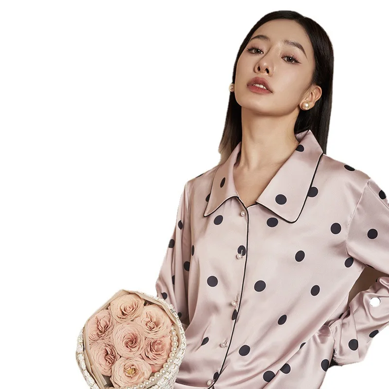 Spring Pajamas for Women's Fashion Doll Collar Lace Decoration Home Service Suit Can Be Worn Outside Breathable and Casual Wear