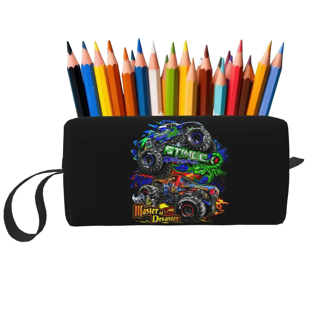 Фото Классический пенал с рисунком Monster Jam Truck для студентов, коробка для ручек, сумка для карандашей, канцелярские принадлежности, женская сумка-органайзер №2