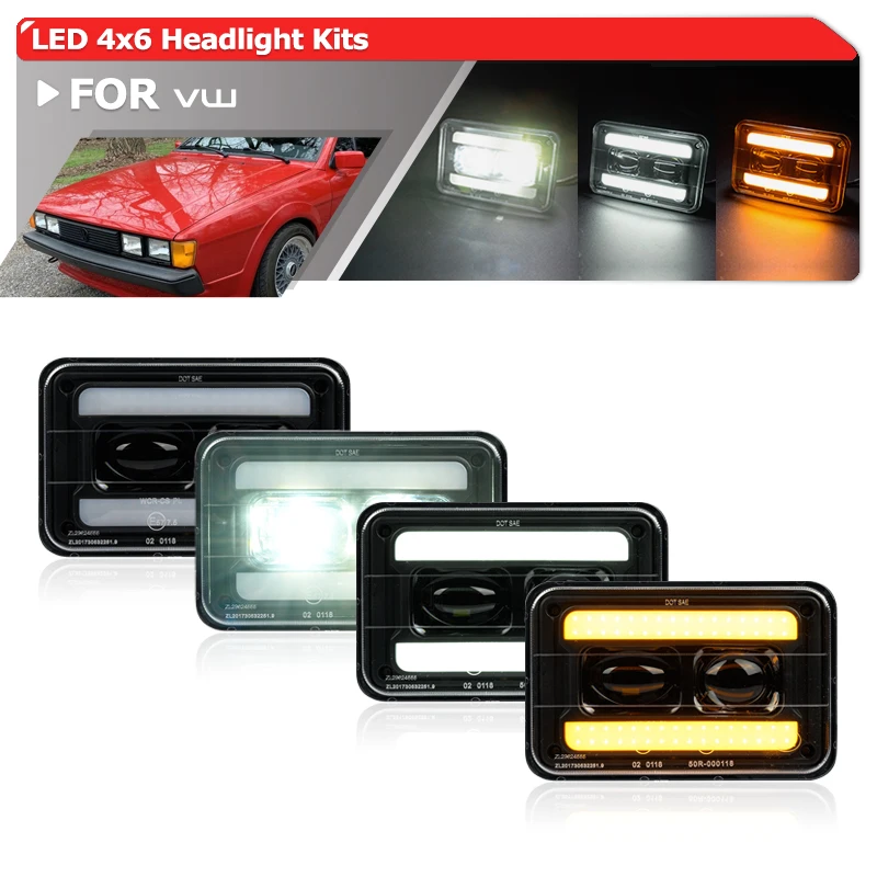 

Для VW Scirocco Jetta Quantum H4651/H4656/4652 усовершенствованные 4x6 фары светодиодный DRL/сигнал поворота/дальний/ближний свет