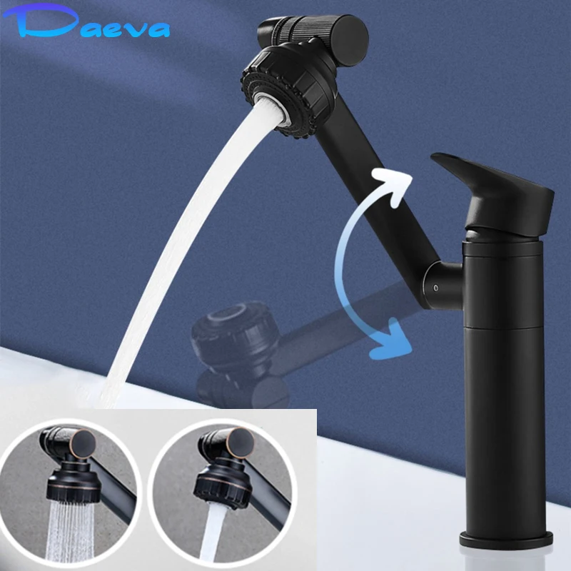 

Basin Faucet Water Tap Bath 360 Degree Swivel Black Bathroom Faucet Single Handle Sink Tap Mixer Hot and Cold Sink Water Crane