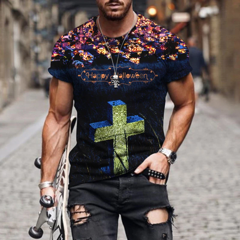 

Men'S Summer Short Sleeve Crossover 3D Printed Men'S T Shirt Harajuku Fashion Street Style O Neck Top 6XL