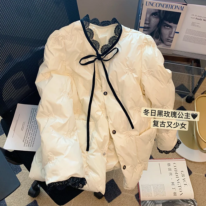 

Winter Designer Brand Women's Coat Duck Down Women's Coat Women'S down Lace Lapel Beige Jacket 2022 NEW