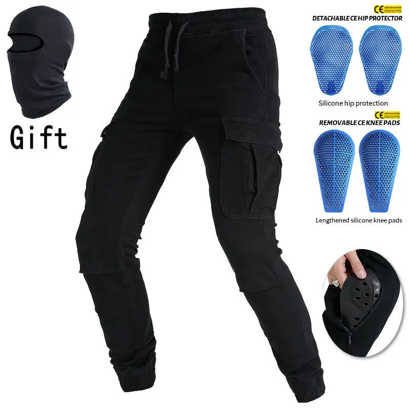 Motorcycle riding pants slim Motorcycle Pants elastic waistband slim band calf pants built-in adjustable protective bag