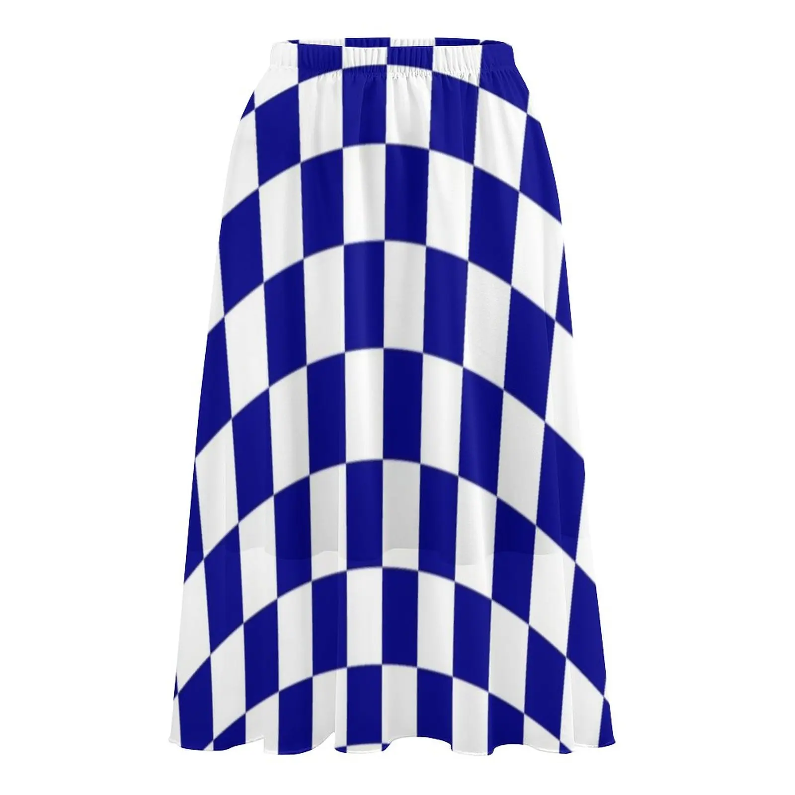Юбка Женская длинная трапециевидная в клетку голубая и белая