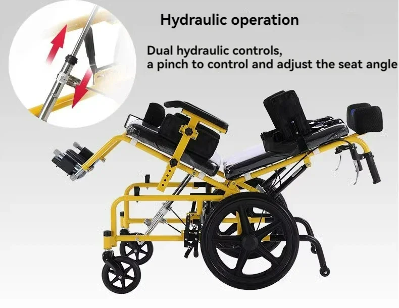 Детская инвалидная коляска с высокой спинкой и регулируемой откидной для детей