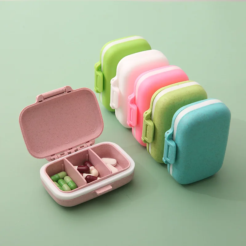 

8 Grids Organizer Container for Tablets Travel Pill Box with Seal Ring Small Box for Tablets Wheat Straw Container for Medicines