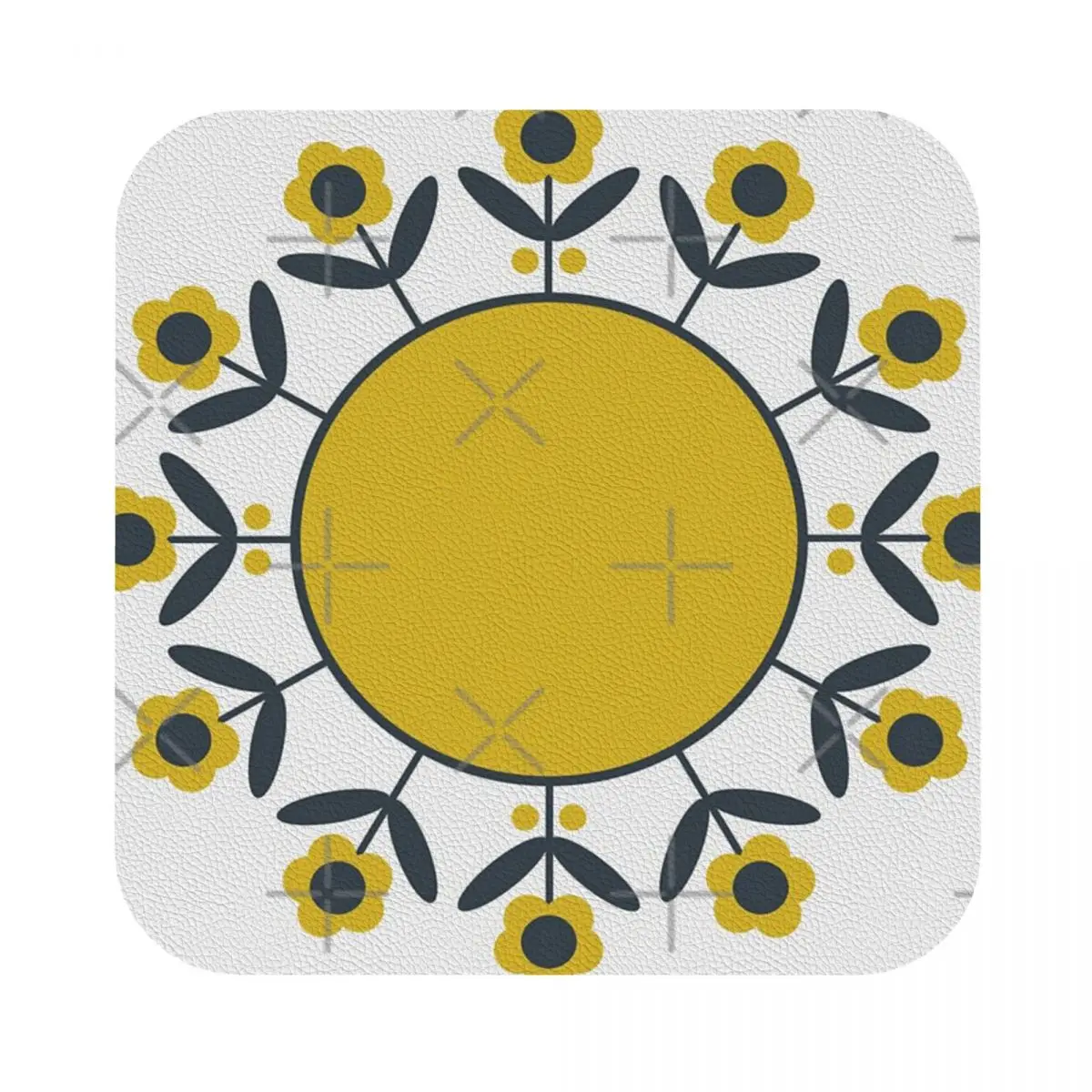 

Retro Flower Leather Coaster Set of 4 Modern Kitchen Stain-proof