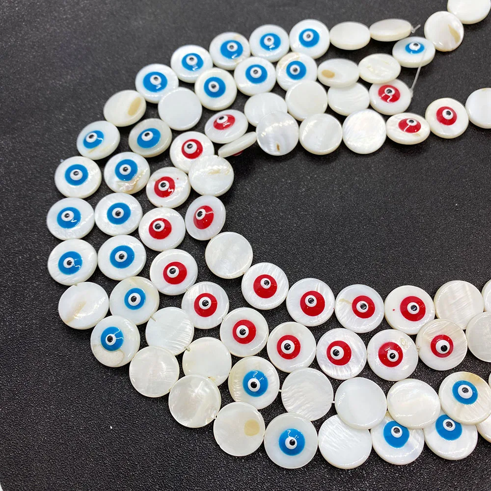 

Buckle Shape Natural Freshwater Shell Beads Drop Oil Devil's Eye 15mm For Jewelry Charm Making DIY Bracelet Necklace Accessories