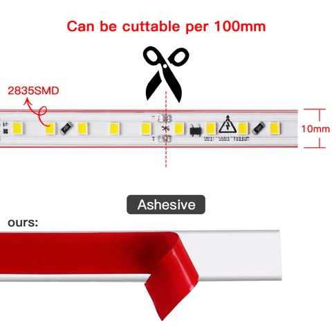 Клейкая светодиодная лента Asign 220V 120LED/m IP67 холодный/теплый белый свет