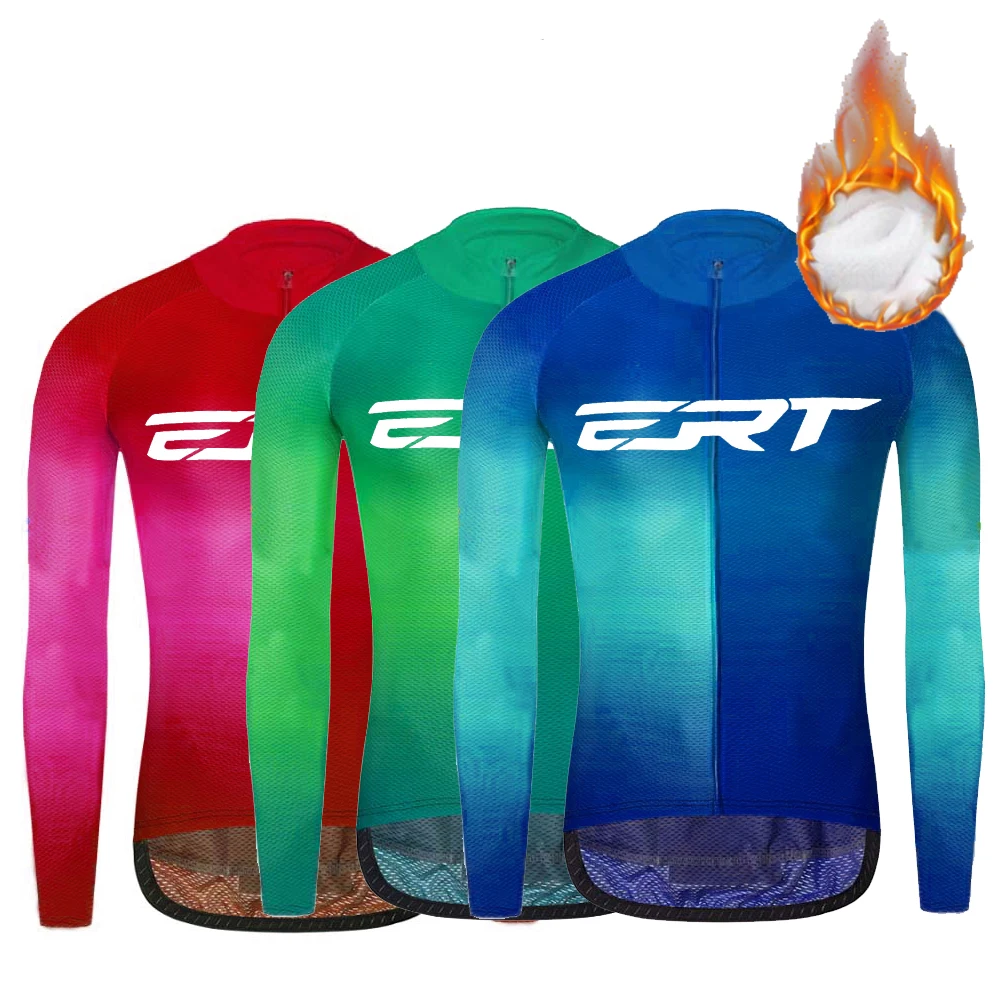 

2023 Winter Thermal Fleece ERT Cycling Jersey Long Sleeve Rope Ciclismo Hombre Keep Warm Bicycle Clothing