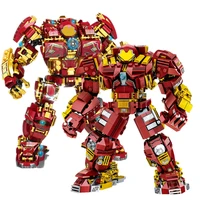 new marvels avengers mecha armored ironman hulkbuster hulk superheroes robot figures building brick block gift toy