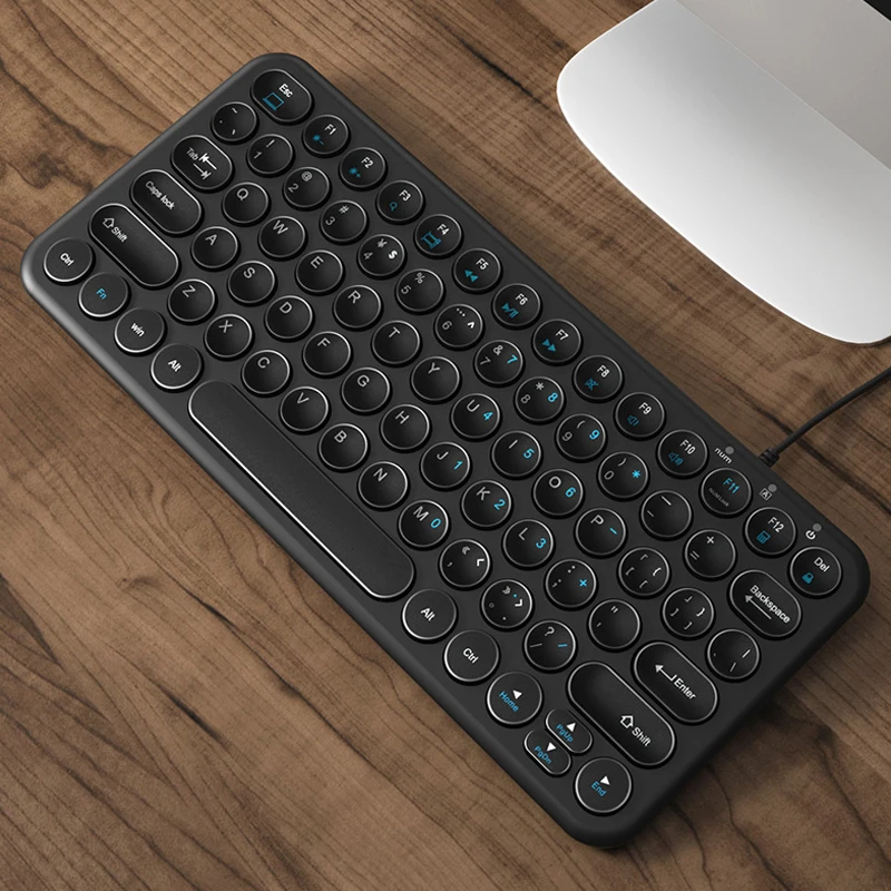 Mini Wired Silent Keyboard Round Button Ergonomics Gaming Ke