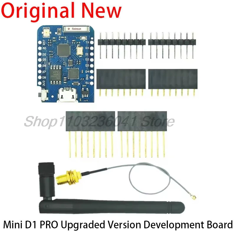 Фото WEMOS D1 Mini Pro 4M 16M байт Разъем для внешней антенны NodeMCU ESP8266 CP2104 CH9102 Плата разработки WIFI + антенна №1