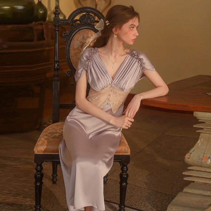 2023 Autumn Lingerie for Women Sexy Pajamas Sweet Lace Casual Private Room Suspenders Women's Home Clothes Suit Long Skirt