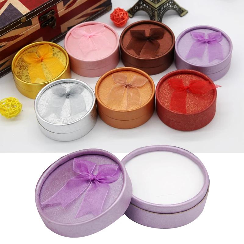 

Новая Элегантная круглая шкатулка для сережек и колец, большой органайзер для ювелирных изделий с бантом, шкатулка-держатель, свадебная Обр...