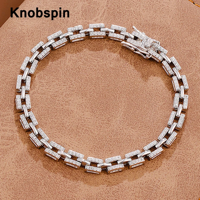 

Knobspin 100% 925 Sterling Silver Chains Luxury Designer Love Bracelets For Women Wedding Accessories Teen Girls Fine Jewelry