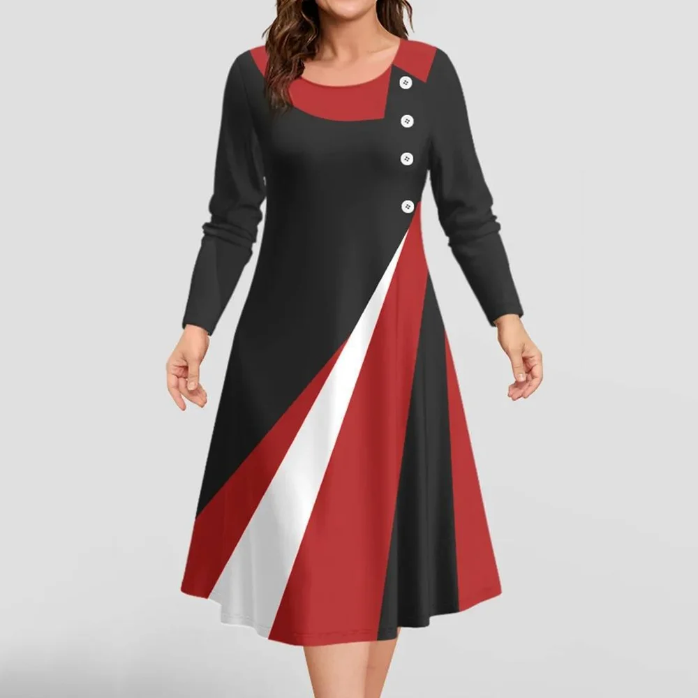 

Женское платье-макси в полоску, с круглым вырезом и длинным рукавом