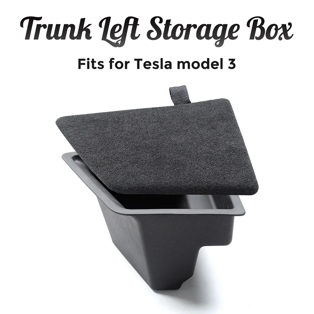 

Car Rear Trunk Left Side Storage Box Case Space Fill Up With Cap For 2021 Tesla Model 3 Model3 Decoration Styling Accessories