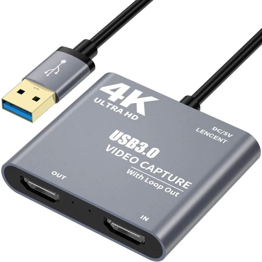 

4K 1080P USB 3,0 до HD-совместимая видеокарта для захвата видео и аудио с выходом без петли полная запись 1080p 60 через DSLR-видеокамеру