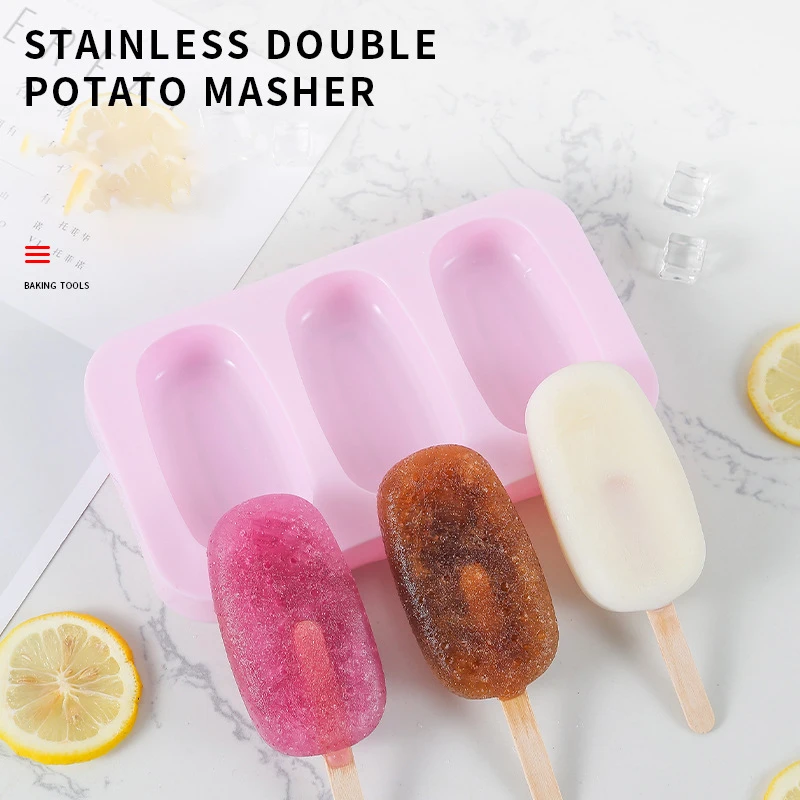 

3 Hole Silicone Ice Cream Mold DIY Chocolate Dessert Popsicle Moulds Tray Ice Cube Maker Homemade Tools Summer Party Supplies
