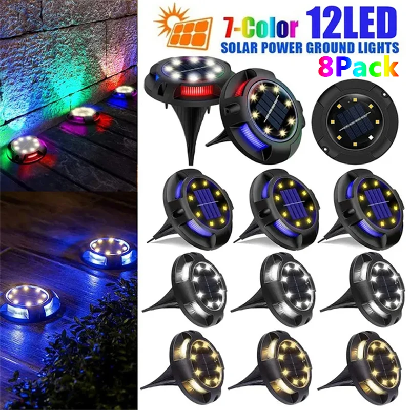 12LED Solar Power Disk Light Outdoor Garden Solar Underground Light Deck Light Spotlight Buried Solar Led Lamp Garden Decor