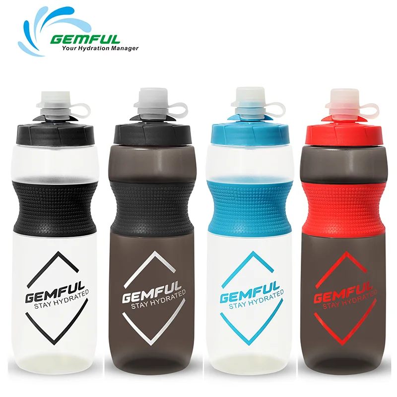 

GEMFUL 750ml Squeeze Bike Water Bottle with Cap, Rubber Grip, Twist Lock, BPA Free, Mtb, Reusable Bicycle/Outdoor/Cycling, 24oz