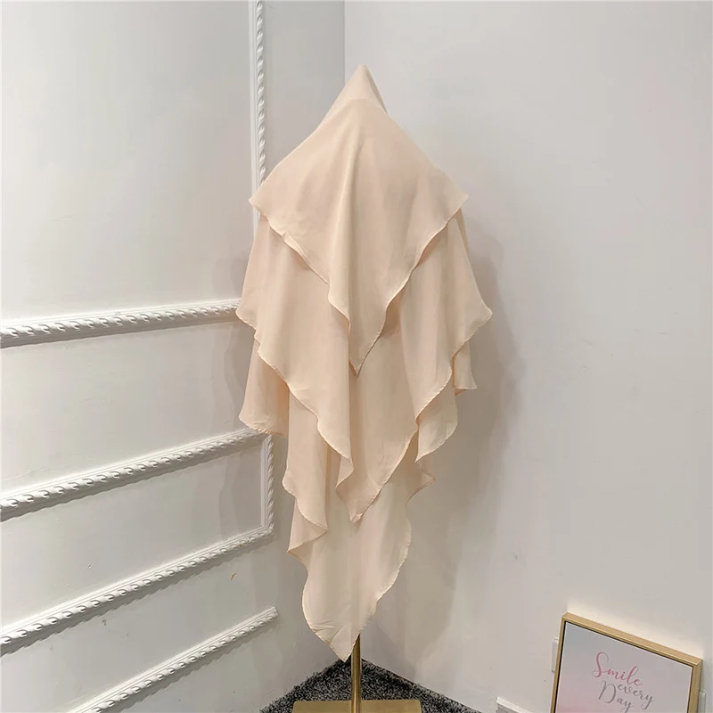 Women Long Prayer Scarf Hijab Muslim Overhead Tie Jilbab Islamic Wrap Cover Crepe Ramadan Islamic Clothes Khimars Prayer Scarf