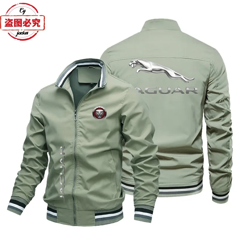 Jaguar logo supercar racing jacket loose long-sleeved men's top stand-up collar zipper team uniform