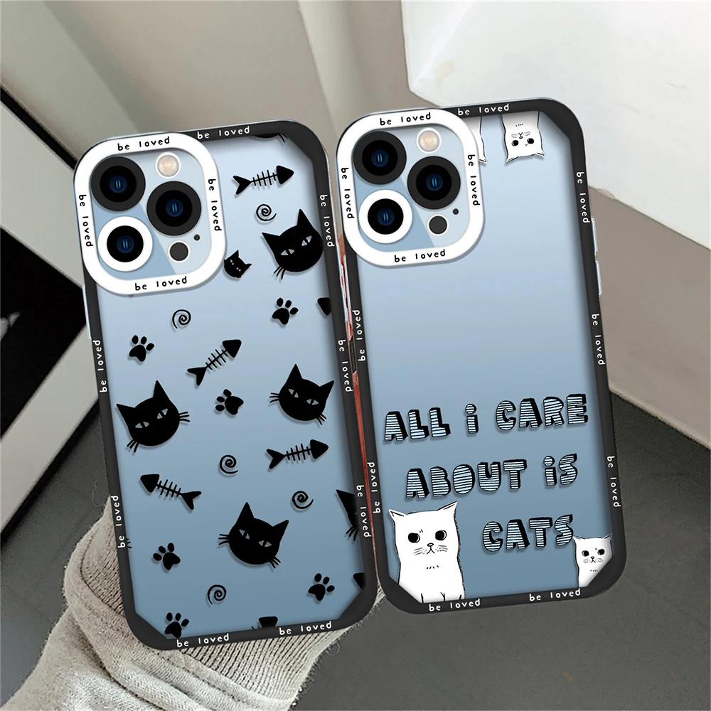

Cute Cats Soft TPU Phone Case for iPhone 14 13 11 12 Pro Max Mini XS XR X 7 8 Plus Protective Silicone Back Cover Clear Fundas