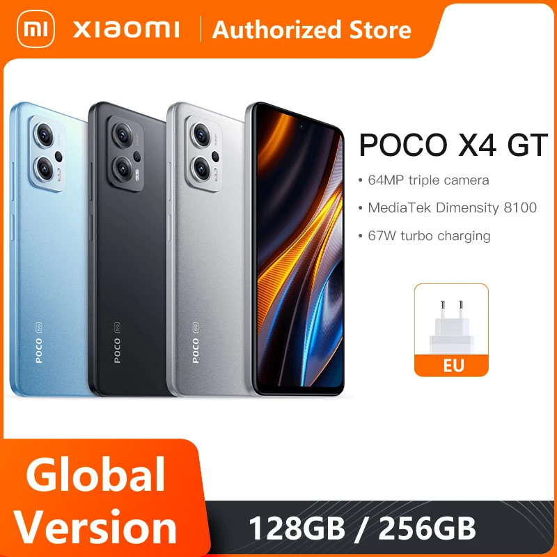 

Global Version POCO X4 GT 5G 128GB/256GB Dimensity 8100 144Hz 6.6"DotDisplay 64MP Triple Camera 67W Charging NFC Phone