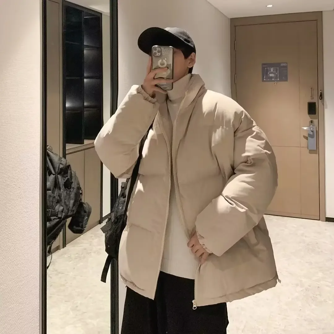 Trendy Versatile Stand Collar Cotton Coat For Teens Casual Loose Fit Puffer Jacket Padded