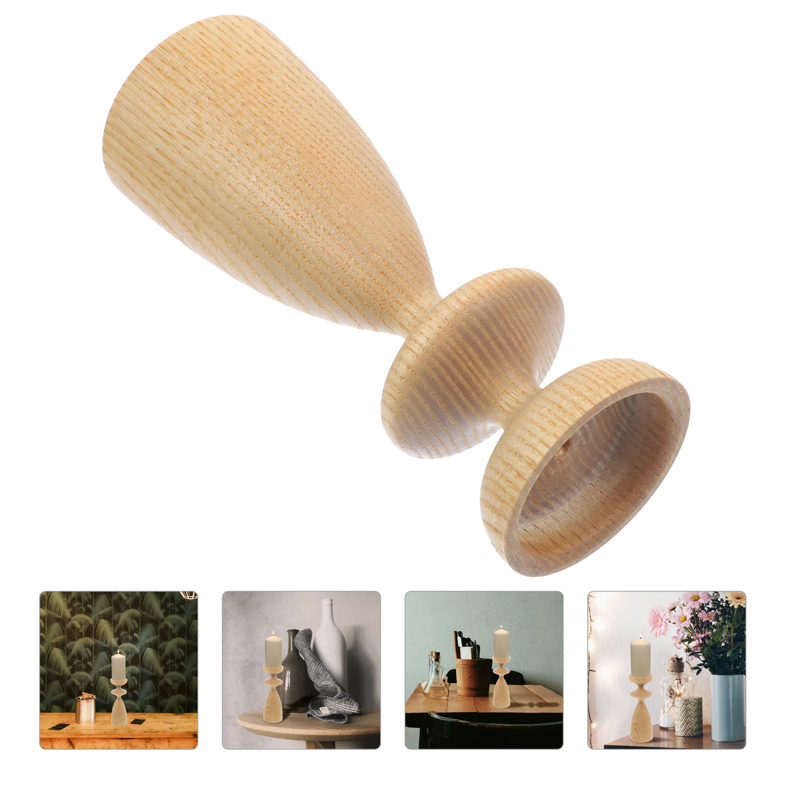 

Holder Wooden Stand Candlestick Pillar Holders Farmhouse Taper Wood Aromatherapy Desktop Decor Candelabra Wedding Tealight