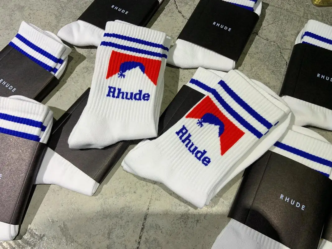 

New rhude socks cotton Basketball socks Women Men Gift Kanye West rhude socks
