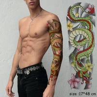 full arm waterproof temporary tattoo sticker color dragon flower phoenix fake tatoo stickers flash tatto body art to man woman