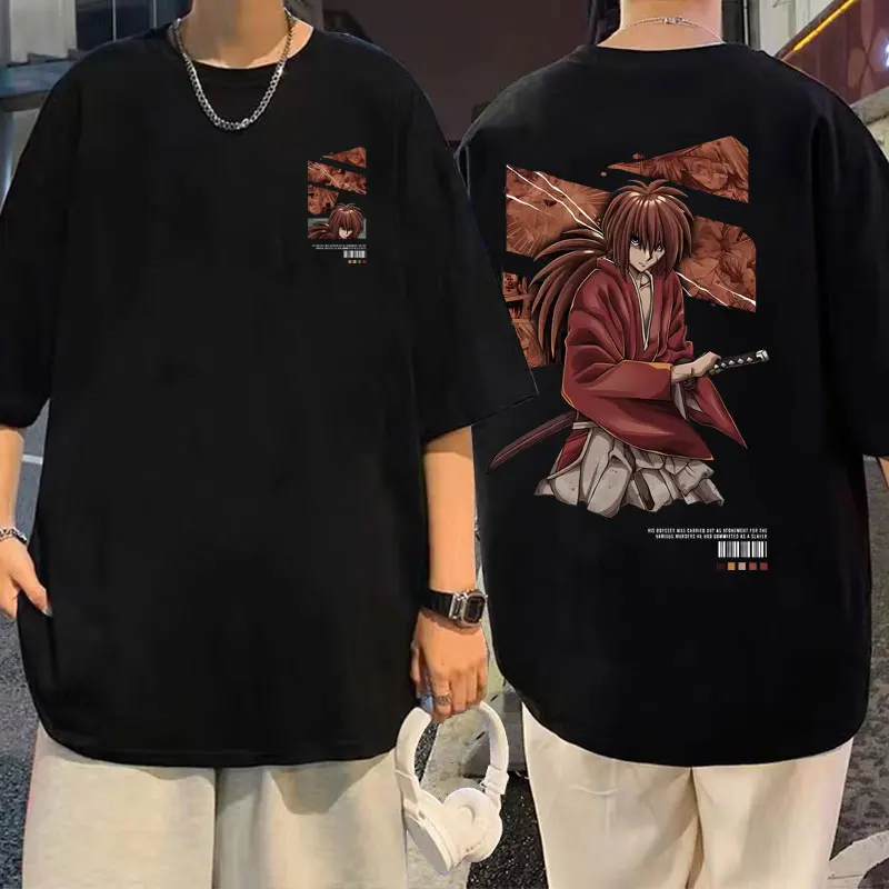 

Vintage Anime Rurouni Kenshin Himura Kenshin Graphic Tshirt Men's 90s Manga T-shirt Short Sleeve Male Hip Hop Oversized T Shirt