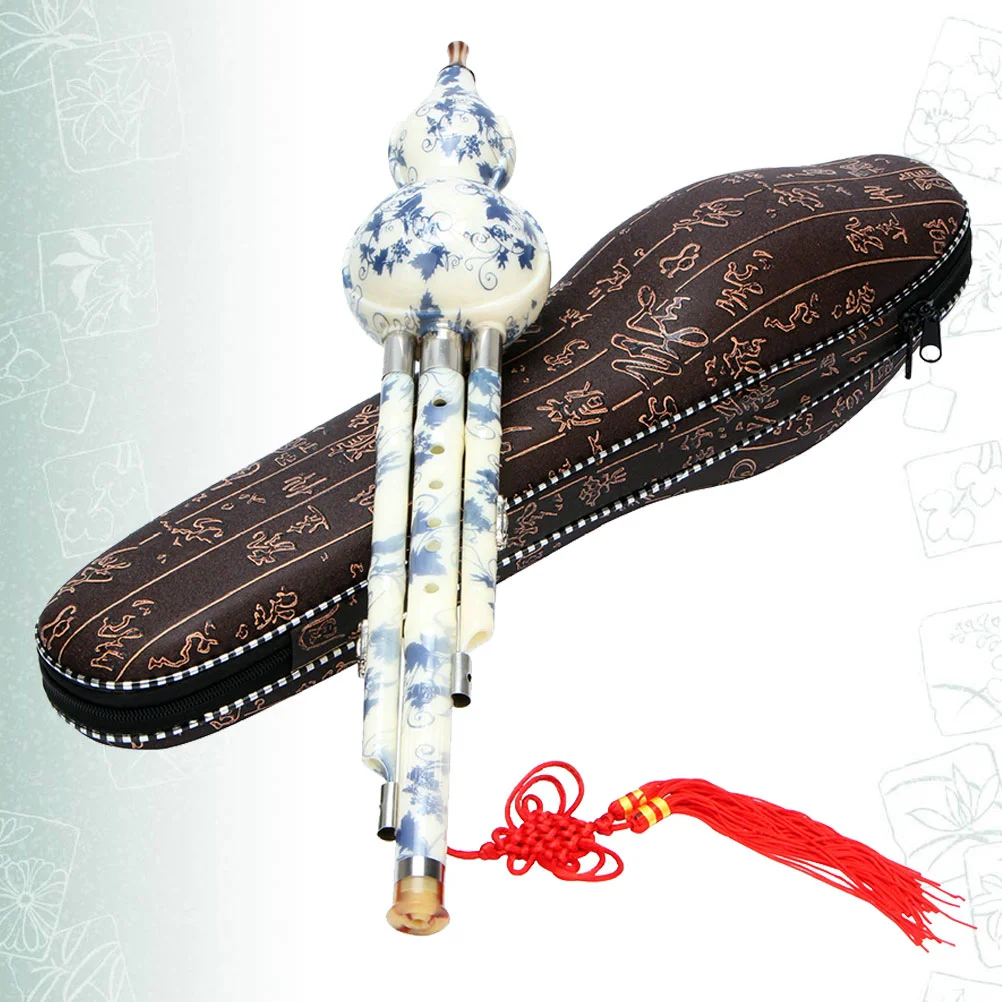 

Blue White Porcelain Gourd Silk Cucurbit Flute Instrument Chinese Musical Instruments Adults