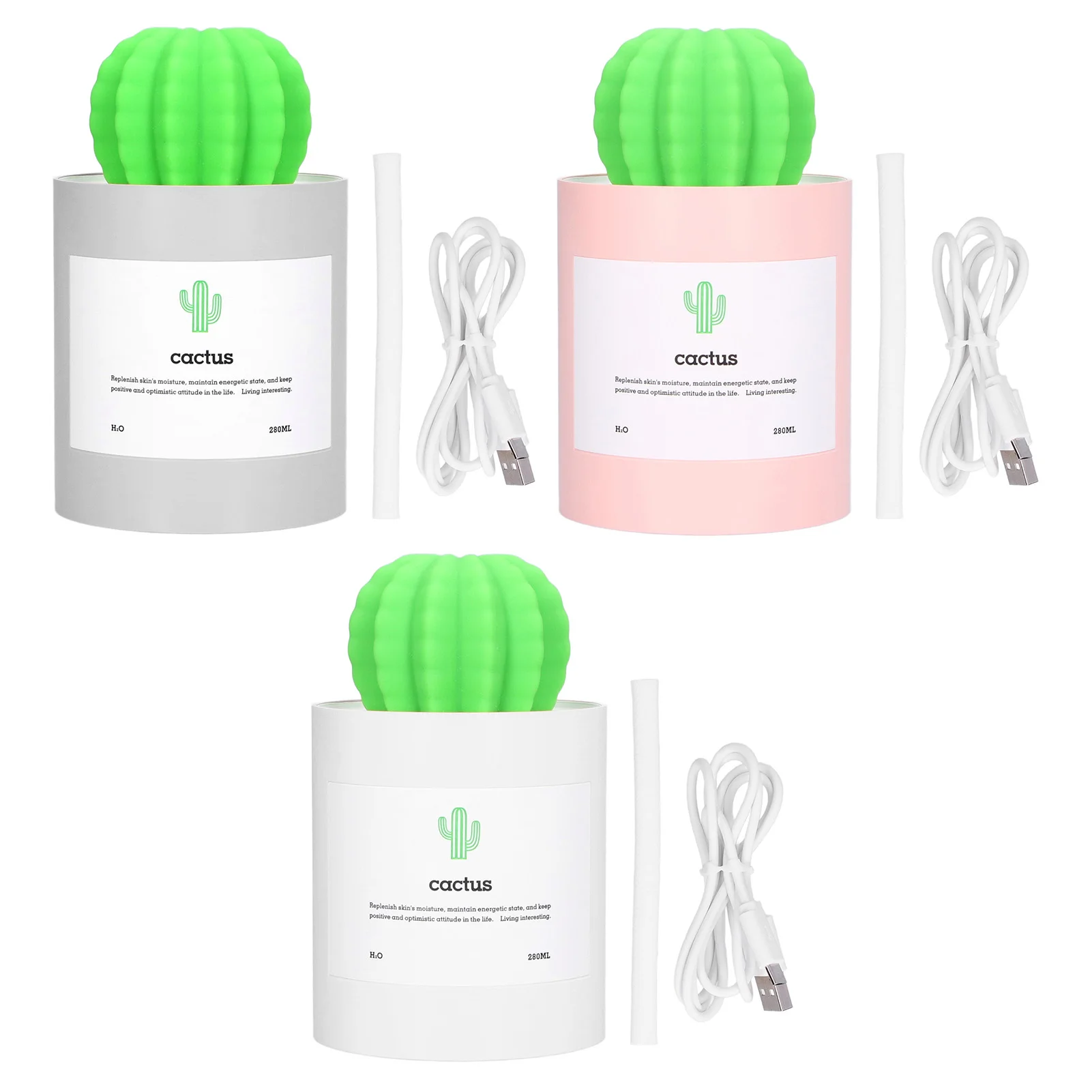 Desktop Humidifier Deeply Moisturizing Portable Cactus Humidifiers for Office for Home for Travel