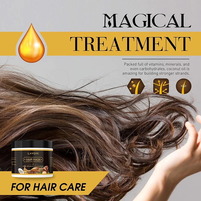 

Маска для волос с аргановым маслом, кокосовое масло, коллаген, увлажняющее лечение волос для сухих поврежденных волос, натуральный глубокий кондиционер для всех типов волос