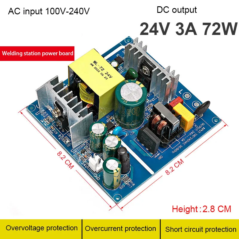

Disconnector Module AC 90v 260v To DC 24V 3A 72W Voltage Regulated Transformer Switching Power Supply Board For T12 Soldering
